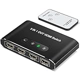 FOKKY HDMI Splitter HDMI Switch 4k@60Hz, Automatisch HDMI Switch 3 In 1 Out mit Fernbedienung, Aluminium HDMI Verteiler Unterstützt 4K 3D HDR, für TV Stick PS4 Xbox DVD Blu-Ray Laptop PC