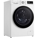 LG F4WV709P1E, Klasse A, Frontlader-Waschmaschine 9 kg, Wi-Fi, AI Direct Drive, Tiefenreinigung mit Dampf, TurboWash 360°, Große Kapazität, Außentür aus gehärtetem Glas, 60 x 62 x 85 cm ꟷ Weiß