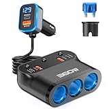 3 PD USB-C Zigarettenanzünder Verteiler: 360W Kfz 12V Adapter Auto Ladegerät 3 Mehrfach Steckdose DC 12 Volt Stecker Ladekabel Splitter mit Schalter 6 Anschlüsse für Handy Sitzheizung GPS Dash Navi