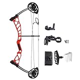 FQH Bogenschießen Compound-Bogen Spannung 16-28lbs einstellbar 65% Einsparung Verhältnis IBO 200fps Geeignet für 14+ Personen Ziel Bogenschießen Praxis Outdoor-Schießen Ausbildung (Rot)
