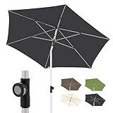 Doppler Sonnenschirm für den Garten SL-AZ Push Up 220 cm Anthrazit I Gartenschirm knickbar I Sonnenschirm mit UV-Schutz 80+ I Sonnenschirm aus Aluminium I regenabweisendes Polyester-Schirmdach