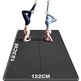 Yogamatte XXL, 183 x 122cm Yoga Matte mit Taschen, 8mm Dicke Sportmatte Fitnessmatte Rutschfest, TPE Gymnastikmatte für Zuhause und Draußen, 2.23m² Trainingsmatte Groß für Yoga Pilates Workout