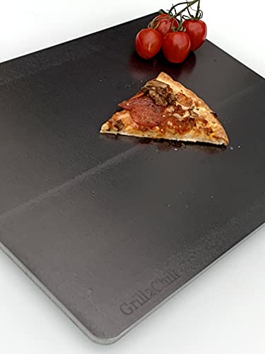 Grill2Chill BACKSTAHL Pizza Brot & Co. 380 x 280 x 6-6,2 mm aus HighTech Spezialstahl/Stahl hochwärmeleitend/Alternative zu Pizzastein Pizzablech für Backofen Induktion und div. Grills