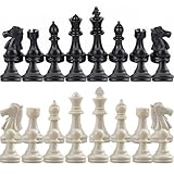 32 Schachfiguren Ohne Brett, Schachfiguren Set, International Standard Schachspiel, mit Königen Königinnen Ritter, für Kinder Teenager Erwachsene, König Hoch 65 mm, Kunststoff Schw/Weiss, Puzzlespiele