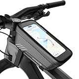 Estralia Fahrradtasche Rahmen, Fahrrad Lenkertasche, wasserdichte Fahrrad Rahmentasche, Lenker Fahrradtasche mit TPU-Touchscreen, Lenkertasche Fahrrad Geeignet für Handys unter 6.7 Zoll