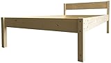 LIEGEWERK Seniorenbett mit Kopfteil 140x200 cm Massivholzbett Bett Holzbett Holz 140 erhöhtes (Betthöhe 55cm, 140cm x 200cm)