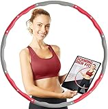 NAJATO Sports Hula Hoop Reifen Erwachsene – Wahlweise mit Bauchweggürtel – Hula Hoop Reifen für Deine Traumfigur – Hula Hoop 1,20 kg inkl. EBook (Rot + Grau)