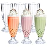 XNSHUN 6er Eisbecher Glas Set 360ML Mit 6 Langen Löffeln, Dessertgläser Mit Fuß Eiskaffeebecher Dessertgläser, Eisgläser Für Eis Dessert Getränke Cocktails Party (6er Set)