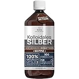 Kolloidales Silber 50 PPM 1000 ml ● Premium Silberwasser Stärker als 25ppm ● Für Mensch, Hund & Katze ● Carbon Neutral ● 100% natürlich mit 2 Zutaten