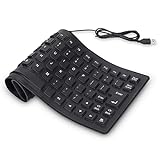 Agatige USB Silikon Faltbare Tastatur, 85 Tasten tragbare wasserdichte leise weiche Tastatur, Ergonomisches Design kabelgebundene Silikontastatur für iOS/Androd/Window PC Laptop