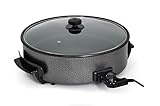 Tarrington House MP1420 Mehrzweckpfanne MP1420, Aluminium, Ø 40 cm, 1400 W, antihaftbeschichtet, Abnehmbarer Temperaturregler, Hochtemperatur-Glasdeckel, schwarz