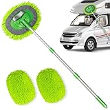 bemece Auto Waschbürste, 43' Autowaschbürste Mit Teleskopstiel, 2 In 1 Autowaschmopp Für Auto, RV, Wohnwagen, Trucks, Grün