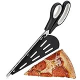 com-four® Pizzaschere mit Servierfläche, Pizzaschneider mit Edelstahl-Klingen und integrierter Pizzaschaufel (1x Pizzaschere 30.5 cm)