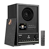 Audizio Canzo - DAB Radio, Internetradio mit WLAN & Bluetooth 5.3, Digitalradio, Radio mit Fernbedienung, Küchenradio mit LAN-Anschluss, AUX & Line-Out, ideal für Küche, Wohn-& Schlafzimmer - Schwarz