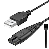 Oumida USB Ladekabel mit Kleiner Bürste, 100cm Ersatzkabel Rasierer Kabel kompatibel mit Hatteker RFC 690 692 588 598 696 9598 7568 Bartschneider Haarschneidemaschine (1Ladekabel+Bürste)
