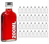 casavetro 200ml leere Glasflaschen 32 Stück Tasche Likörflaschen mit Schraubverschluss, 200 ml Weinflasche Schnapsflasche Essig Öl Flasche zum befüllen 0,2 Liter(32 x 200ml)