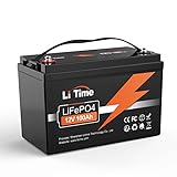 LiTime 12V Batterie 100Ah LiFePO4 Akku, Max. 1280W Ausgangsleistung und 1280Wh Energie, 100A BMS, 4000-15000 Zyklen und 10 Jahre Batterielebensdauer, perfekter Ersatz für Blei-Säure, SLA, AGM Batterie