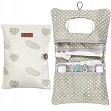 HAMUR HOME Windeltasche Organizer und Kosmetiktasche 2in1 - Kleine Wickeltasche für Unterwegs Mamas Windeln Creme Tücher Baby Organizer (Leaves)