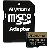 Verbatim 512GB Pro Plus 666X microSDXC Memory Card with Adapter, UHS-I V30 U3 Class 10 with A2 Rating (70393)
