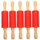 VALICLUD 5 Stück Teiliges aus Holz Teigroller für Antihaft Nudelholz zum Ausrollen von Teig für Pizza Kekse Dumplings und für Kleine und Backzubehör