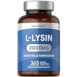 L Lysin Hochdosiert 2000 mg | 365 vegane Tabletten | 1000 mg - pro einer Stück | Lysine Essentiellen Aminosäuren | by Horbaach