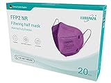 EUROPAPA 20x FFP2 Lila Masken Atemschutzmaske 5-Lagen Staubschutzmasken hygienisch einzelverpackt Stelle zertifiziert EN149:2001+A1:2009 Mundschutzmaske EU2016/425
