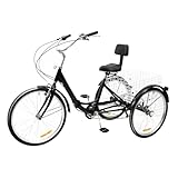 SAUADY Klappbar Dreirad Seniorenrad Trike mit Korb 7 Gang 3-Rad-Fahrrad für Beton Asphalt und Erde Mit Rückenlehne Geeignete Körpergröße: 160~180CM
