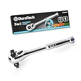 DURATECH 3-IN-1 Umschaltknarre, 1/4', 3/8', 1/2' Ratschengriff, umkehrbarer Ratschenschlüssel aus Legierungsstahl, 72-Zahn Steckschlüssel für Auto-Reparatur