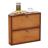 Trironsun Eck-Brotkasten für Küche, Arbeitsplatte, Bambus, zweilagig, große Kapazität, Brotaufbewahrung, Vintage-Aufbewahrung für hausgemachtes Brot (braun)