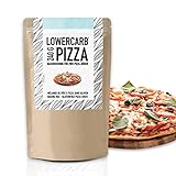 Lower-Carb Pizza Backmischung für 2 Pizzaböden oder 1 Pizzablech | 90% weniger Kohlenhydrate | Glutenfrei, 29g Vegan Protein, mit Mandelmehl Flohsamenschalen & Leinsamen, keto, Organic Workout