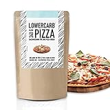 Lower-Carb Pizza Backmischung für 2 Pizzaböden oder 1 Pizzablech | 90% weniger Kohlenhydrate | Glutenfrei, 29g Vegan Protein, mit Mandelmehl Flohsamenschalen & Leinsamen, keto, Organic Workout