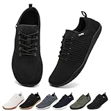 Geweo Barfuss Schuhe Damen Barfuß Sneaker Barfußschuhe Frauen Barfussschuhe Sommer Barefoot Shoes Laufschuhe Turnschuhe Schwarz 41