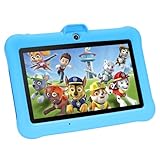 TABTIVI Kinder-Tablet, 17,8 cm (7 Zoll), RAM 3 + 5 GB, ROM 64 GB (TF-Karte 128 GB), Android, vorinstallierte Kindersoftware, Kindersicherung, Kindersicherung, kratzfeste Schutzhülle, Blau