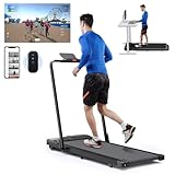Lacuffy Laufband für Zuhause Klappbares, Rennbares Walking Pad Geeignet für Tragbare High-Tech-Geräte, Tragbares Laufband Max 136 kg Laufband Schreibtisch mit AI Coach und Multi-Runner-Spiel