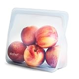 Stasher Bag Premium Silikonbeutel wiederverwendbar für Lebensmittel, Stand Up Mid Bag, Klar, Dauerhaft, Backofen, spülmaschinen & gefriersicher, Umweltfreundlich, Lunch-Tasche, Leckagefrei, 1656ml