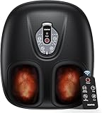 RENPHO Tragbar Fußmassagegerät mit Wärme, Fussmassagegerät Elektrisch, 3D Kneten, Rollen und Luftkompression, 3 Intensität für müde Muskeln und Fußsohlen, Vatertagsgeschenk für Papa,Schwarz