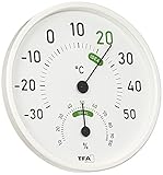 TFA Dostmann Analoges Thermo-Hygrometer, 45.2045.02, für innen und außen, mit farbigen Komfortzonen, weiß, L130 x B20 x H165 mm