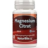 NaturBite Magnesiumcitrat – 60 Tabletten – 400 mg pro Tablette – hochabsorbierendes Magnesiumzusatz