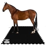 KARAT Puzzle Stallmatte aus Gummi - 182 x 122 cm - Pferdematten wasserdichte Gummimatte mit Drainage für Stall, Pferdebox, Paddock - Pontiac (Vierseitiges Interlocking)