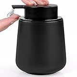 Seifenspender Umlaca Spülmittelspender,Nachfüllbarer Soap Dispenser Keramik 350ml,Großer Pumpenkopf lässt Sich leicht drücken,Geeignet für Küche,Bad (Schwarz Flüssigseifenspender)