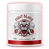 FIRST BLOOD 2 Pre Workout Fitness Booster 2023 Matrix mit L-Arginin + Citrullin + Beta Alanin + Koffein 370g Booster Eistee Peach Geschmack