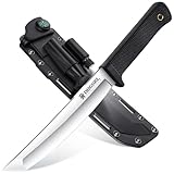 DRGSKL Recon Tanto Messer Scharfes Dschungel-Jagdmesser mit Kydexscheide Outdoor-Messer für Camping, Wandern Weihnachtstag Männer Geschenke Schwarz