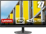 Lenovo D27-37 | 27' Full HD Monitor | 1920x1080 | 75Hz | 250 nits | 5ms Reaktionszeit | HDMI | VGA | AMD Radeon FreeSync | schwarz