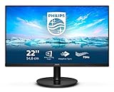 Philips 222V8LA - 22 Zoll FHD Monitor, AdaptiveSync (1920x1080, 75 Hz, VGA, HDMI, DisplayPort) schwarz