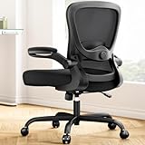 Marsail ergonomischer Bürostuhl mit 3D-Lendenstütze, Flip-Up Armlehnen, 90°–120° Kippverriegelung und dickem Sitzkissen, komfortabler Home-Office-Stuhl, bis 136 kg belastbar