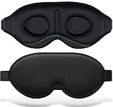 3D Schlafmaske für Herren Frauen,Lichtblockierende Augenmaske Nachtmaske, Weich Bequem Schlafbrille mit Nasenpads und Verstellbarem Riemen, Sleeping Mask für Schlafen Reisen Yoga Meditation (BLACK)