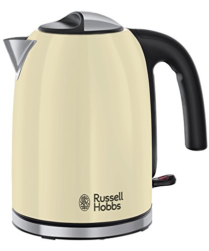 Russell Hobbs Wasserkocher [1,7l, 2400W] Colours+ Edelstahl Creme (Schnellkochfunktion, herausnehmbarer Kalkfilter, optimierte Ausgusstülle, außenliegende Wasserstandsanzeige) Teekocher 20415-70