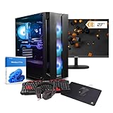 dcl24 Gaming PC Set komplett AMD Ryzen 5 7500F, RTX4060 8GB - 1000GB SSD, 32GB DDR5, Gamer PC mit 6x3.6 GHz, WLAN, 27' Monitor, Windows 11 Pro [19710]