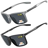 Epavouos 2 Pack Polarisierte Sonnenbrille Sportbrille UV400 Freizeitstil (Schwarz + Grau, Schwarz)