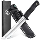 DRGSKL Recon Tanto Messer Scharfes Dschungel-Jagdmesser Kydexscheide Outdoor-Messer für Camping, Wandern Weihnachtstag Männer Geschenke Schwarz